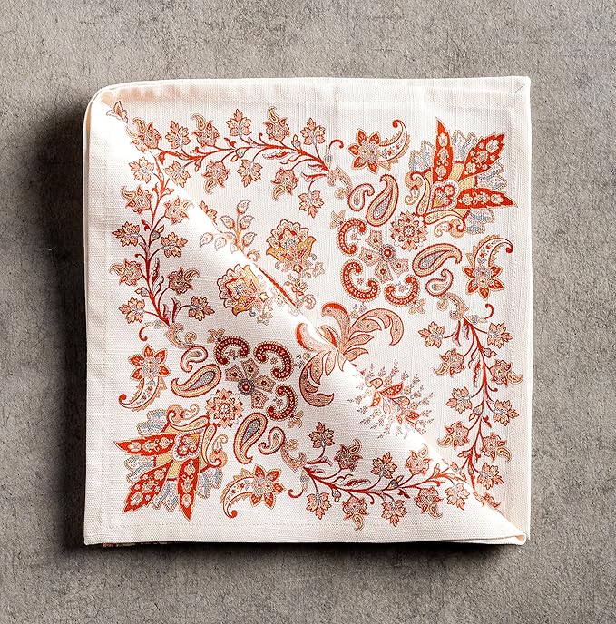 Maison d' Hermine Cloth Napkins Set of 4 100% Cotton for Thanksgiving Christmas Decorations Everyday Reusable Square Fall Napkins Cloth Washable Dinner Party (Cachemire, 20"x20")