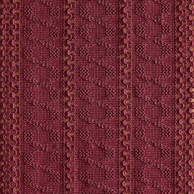 ZeeMart Macrame Style Boho Table Runner, Burgundy Red Table Runners 48 Inches Long, Farmhouse Woven Home Decor, 12x48 Inch, Burgundy