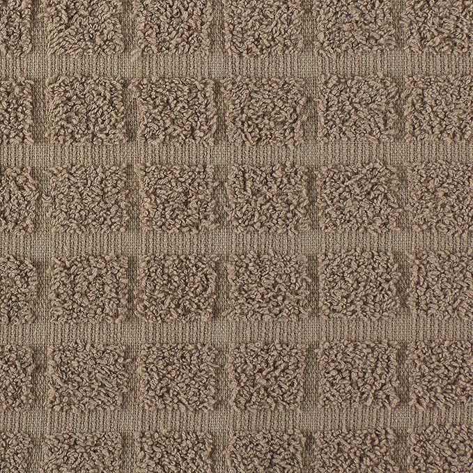 DII Basic Terry Collection Solid Windowpane Dishcloth Set, 12x12, Stone, 6 Piece