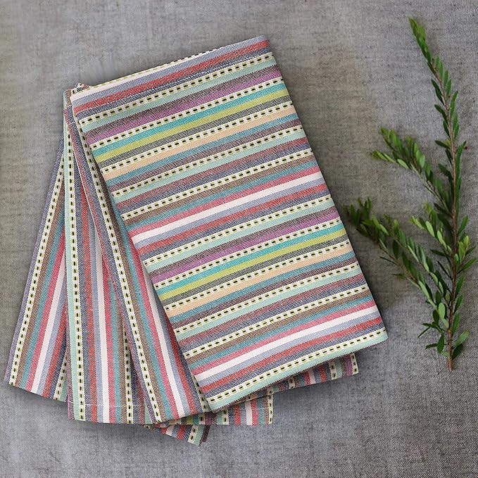 Urban Villa Kitchen Towels 100% Cotton Dish Towels for Kitchen(Set of 6)20”x30” Dish Cloths Highly Absorbent Kitchen Linen Set with Hanging Loop Perfect for Drying Dishes Cleaning Towels-Blue Stripes