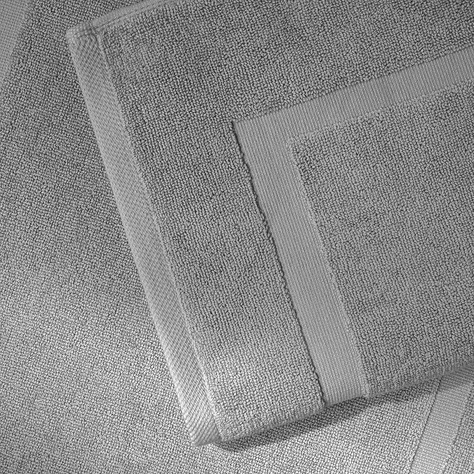SALBAKOS 100% Turkish Cotton Bath Mat Set 2-Piece - 20x34 inch, Hotel & Spa Collection, Soft, Absorbent, Long Lasting, Durable Bathroom Rugs | Made in Turkey (Silver, 2 Bath Mats)