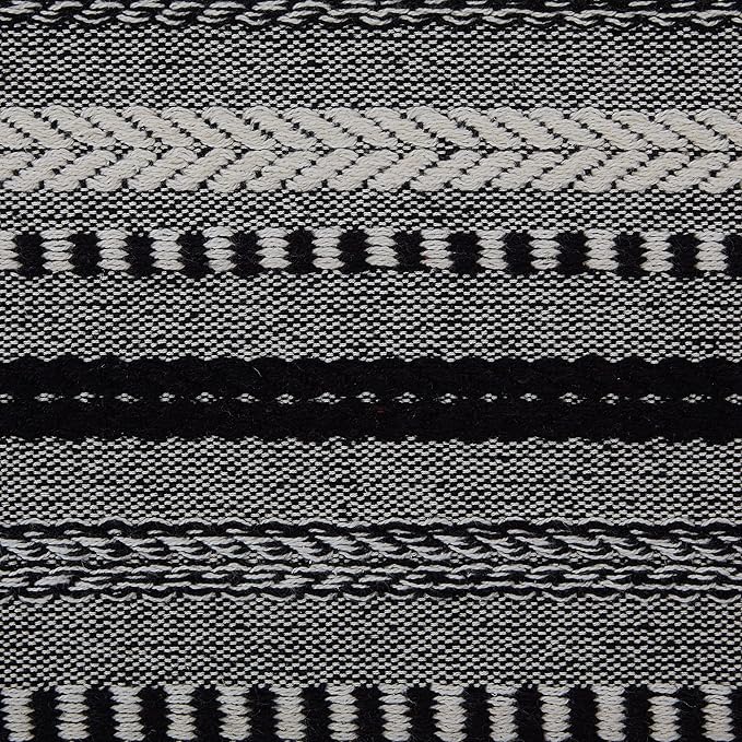 DII Farmhouse Braided Stripe Table Runner Collection, 15x72 (15x77, Fringe Included), Stone (Pack of 12)