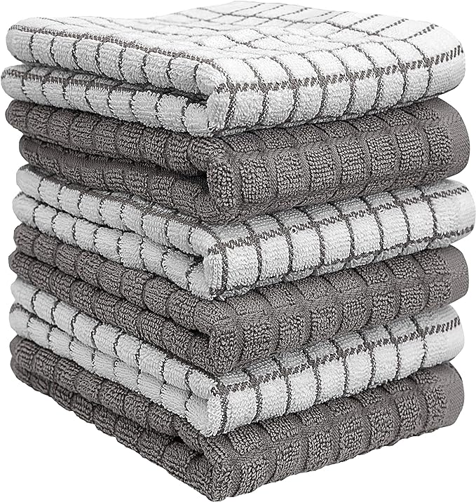 Bumble Kitchen Towels (6 Pack) | 16" x 28" | 100% Cotton Dish Towels for Kitchen | 380 GSM | Soft, Highly Absorbent & Durable Dish Towels with Hanging Loop | Gray