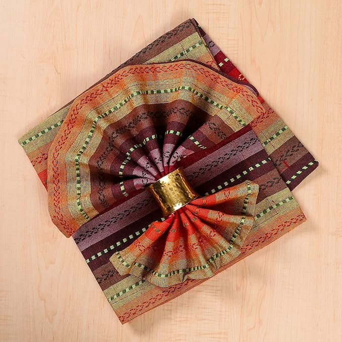 Ramanta Home Salsa Stripe Red Oversized Cloth Napkins 20x20 Inches, Cotton Soft & Durable Table Napkin Ideal for Weddings, Restaurant, Washable Kitchen Fabric for Everyday Use