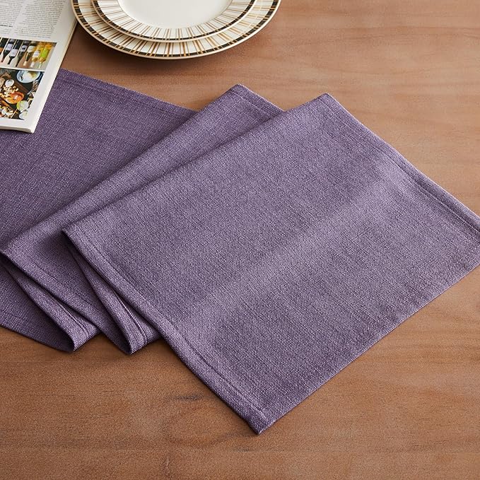 ZeeMart Rustic Cotton Linen Table Runner, 13x108 Inches Purple, Farmhouse Style Purple Table Runners 108 Inches Long, Washable Kitchen Dining Table Decoration for Home Party Decor