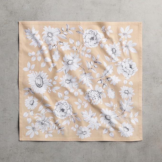 Maison d' Hermine Cloth Napkins Set of 4 100% Cotton for Thanksgiving Christmas Decorations Everyday Reusable Square Fall Napkins Cloth Washable Dinner Party (Pretty Autumn, 20"x20")