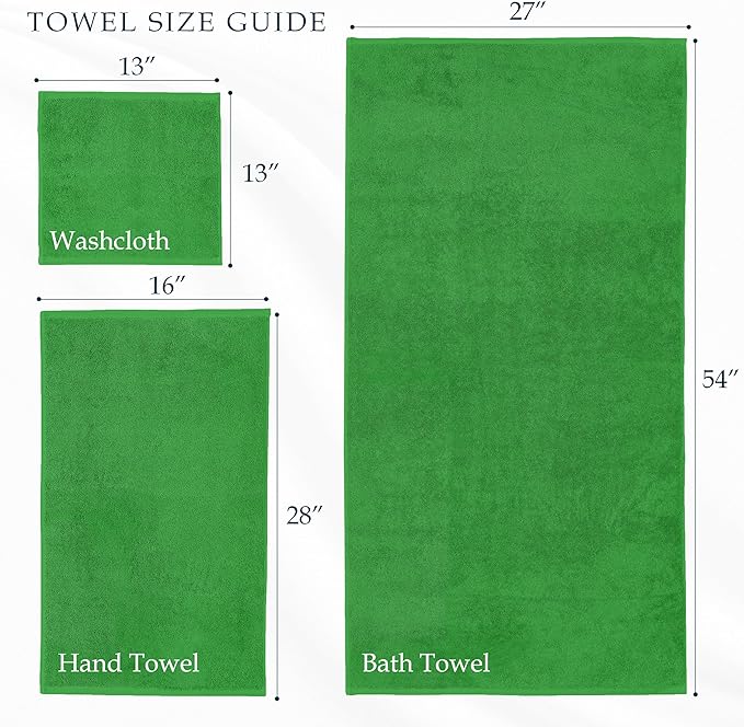 Mocassi Luxury 100% Turkish Cotton 2-Pack Bath Towel Set- Ultra Soft, Quick Dry Highly Absorbent 27 x 54 inch Premium Spa Hotel Quality 2PC Bath Towels - Luxurious Soft Bathroom Towels, Emerald Green