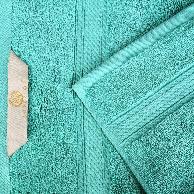 SUPERIOR Egyptian Cotton Pile 8 Piece Towel Set, Includes 2 Bath, 2 Hand, 4 Face Towels/Washcloths, Ultra Soft Luxury Towels, Thick Plush Essentials, Guest Bath, Spa, Hotel Bathroom, Turquoise