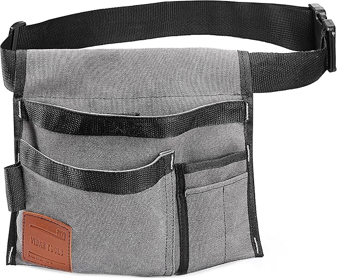 VIDAR TOOLS 6-Pocket Single Side Tool Belt Pouch/Utility Belt Bag/Tool Apron for Carpenter/Gardening/Waist .Durable Canvas Construction.Comfortable Adjustable Belt.Light Weight (grey)
