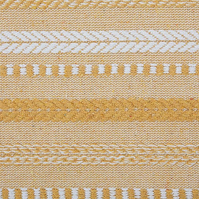 DII Farmhouse Braided Stripe Table Runner Collection, 15x72 (15x77, Fringe Included), Honey Gold