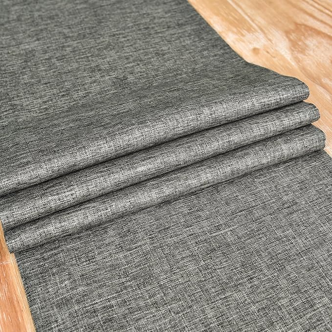 NEWISHER Farmhouse Rustic Table Runner Dark Grey Rectangular Table Runners Faux Linen Table Runner for Everyday Use Kitchen Dining Party Table 13x60 Inch