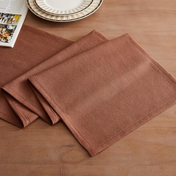 ZeeMart Rustic Cotton Linen Table Runner, 13x90 Inches Terracota, Farmhouse Style Rust Table Runners 90 Inches Long, Washable Kitchen Dining Table Decoration for Home Party Decor