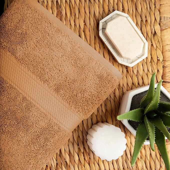 SUPERIOR Egyptian Cotton Pile 10 Piece Towel Set, Includes 2 Bath, 4 Hand, 4 Face Towels/Washcloths, Ultra Soft Luxury Towels, Thick Plush Essentials, Guest Bath, Spa, Hotel Bathroom, Rust