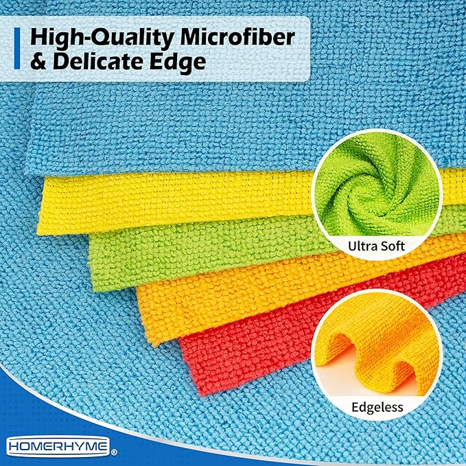 Microfiber Cleaning Cloth, 100 Pack Cleaning Rags Microfiber Towel Bulk Absorbent Lint-Free Wash Cloths, All-Purpose Towels for Cars, Shop, Automotive, Garage, Home and Kitchen 11.5"*11.5"