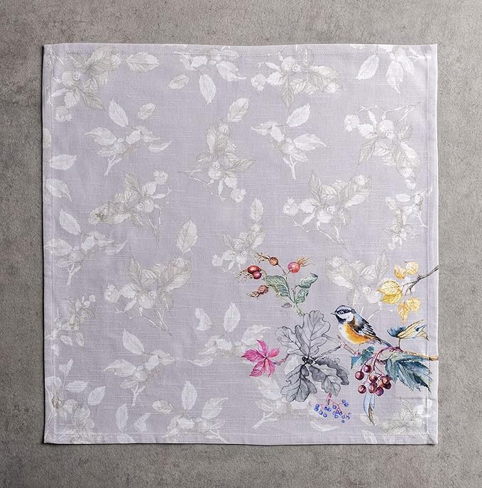Maison d' Hermine Cloth Napkins Set of 4 100% Cotton for Thanksgiving Christmas Decorations Everyday Reusable Square Fall Napkins Cloth Washable Dinner Party (Equinoxe - Grey, 20"x20")