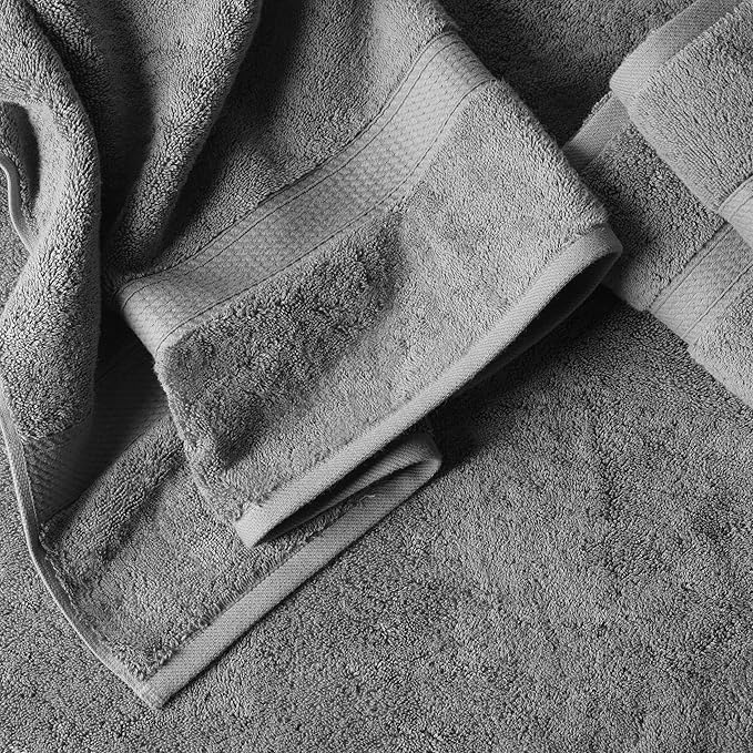 SUPERIOR Egyptian Cotton Pile 6 Piece Towel Set, Includes 2 Bath, 2 Hand, 2 Face Towels/Washcloths, Ultra Soft Luxury Towels, Thick Plush Essentials, Guest Bath, Spa, Hotel Bathroom, Charcoal