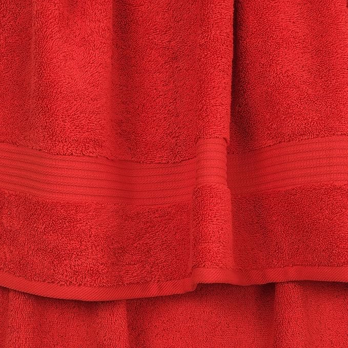 Cotton Paradise 100% Cotton Turkish Washcloth Set for Bathroom, 4 Piece Soft Absorbent Small Towels Wash Rags, Red