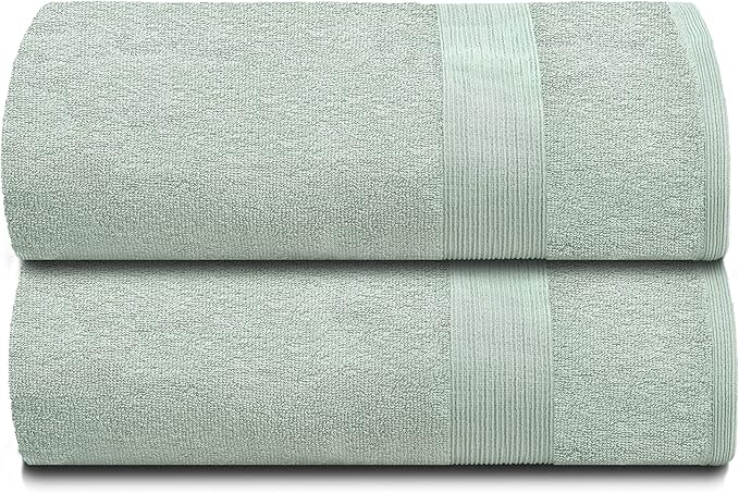 Belizzi Home Premium Cotton Oversized 2 Pack Bath Sheet 35x70-100% Pure Cotton - Ideal for Everyday use - Ultra Soft & Highly Absorbent - Machine Washable - Sea Green