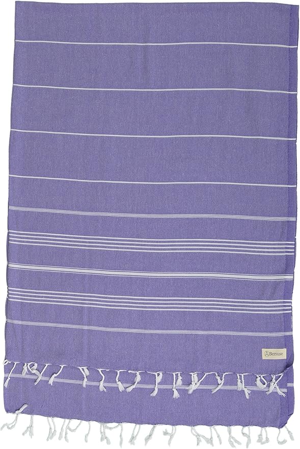 Bersuse Towels Anatolia XL Beach Blanket Throw Blanket Turkish Towel 100% Cotton Extra-Large Quick-Dry Lightweight Premium Peshtemal Towel - 61x82 Inches, Dark Purple (Set of 6)