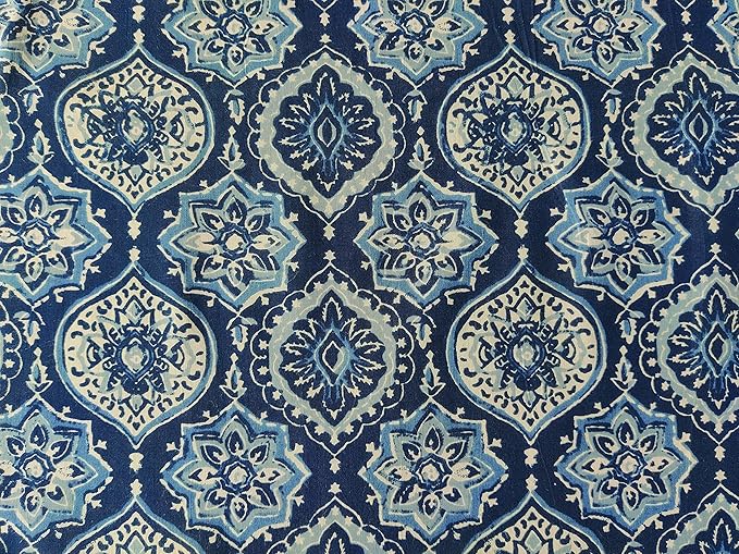 Thin Washable Cotton Napkin 18x18 inches - Lightweight Cloth Dinner Napkins Set of 6 - Everyday Use or Dinner Party and Events - Blue and Green Floral Indian Block Print Soft Fabric by Craftbot