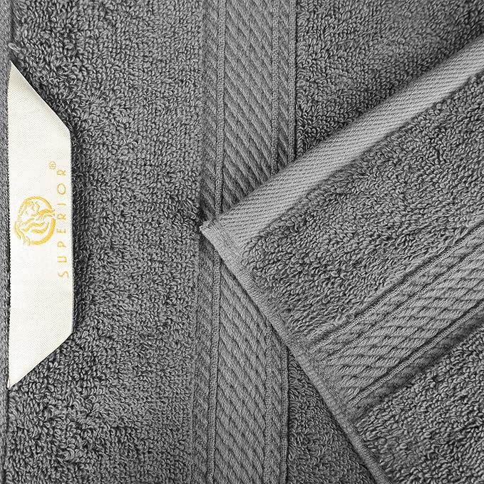 Superior Egyptian Cotton Pile 10 Piece Towel Set, Includes 2 Bath, 4 Hand, 4 Face Towels/ Washcloths, Ultra Soft Luxury Towels, Thick Plush Essentials, Guest Bath, Spa, Hotel Bathroom, Charcoal