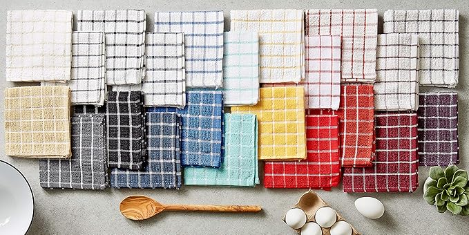 DII Basic Terry Collection Windowpane Dishcloth Set, 12x12, Spice, 6 Piece