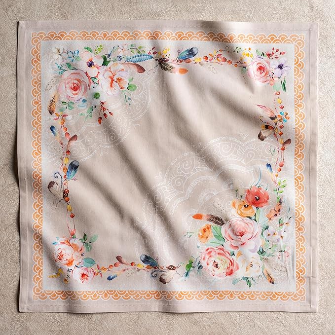 Maison d' Hermine Cloth Napkins Set of 4 100% Cotton Everyday Reusable Square Napkins Cloth Washable Dinner Party Wedding Restaurant Gifts for Mothers Day Spring/Summer (Ibiza - Beige, 20" x 20")