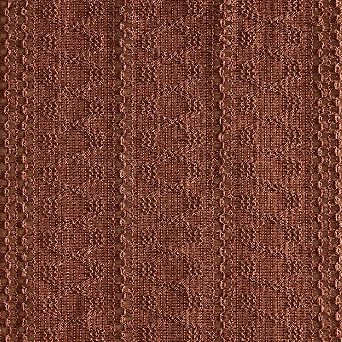 ZeeMart Macrame Style Boho Table Runner, Terracotta Table Runners 72 Inches Long, Farmhouse Woven Home Decor, 12x72 Inch, Terracotta