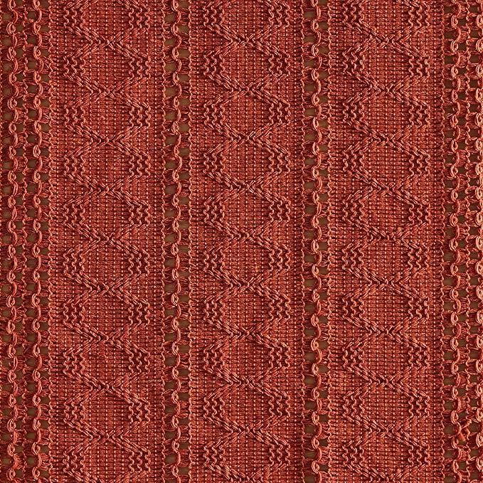 ZeeMart Macrame Style Boho Table Runner, Rust Table Runners 36 Inches Long, Farmhouse Woven Home Decor, 12x36 Inch, Rust