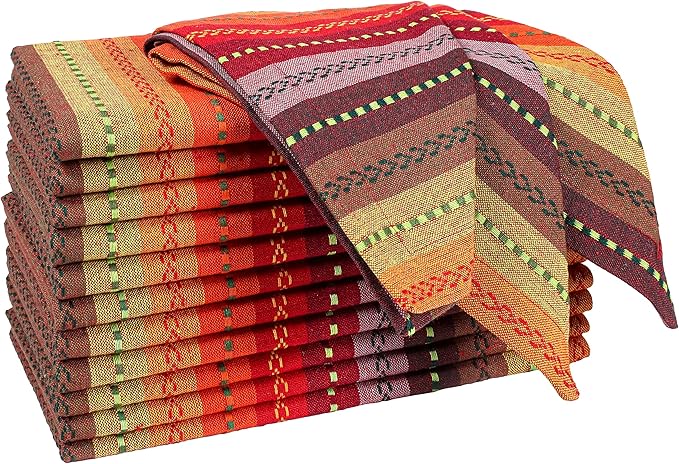 Ramanta Home Salsa Stripe Red Oversized Cloth Napkins 20x20 Inches, Cotton Soft & Durable Table Napkin Ideal for Weddings, Restaurant, Washable Kitchen Fabric for Everyday Use