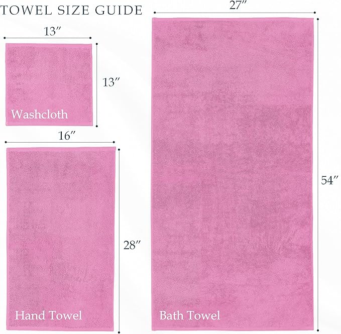 Mocassi Luxury 100% Turkish Cotton 2-Pack Bath Towel Set- Ultra Soft, Quick Dry Highly Absorbent 27 x 54 inch Premium Spa Hotel Quality 2PC Bath Towels - Luxurious Soft Bathroom Towels, Light Pink