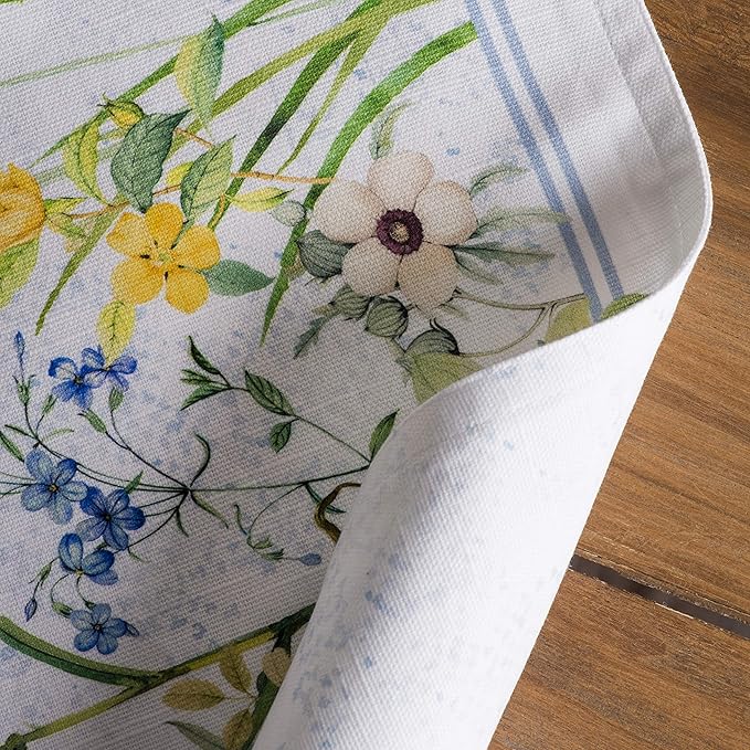 Maison d' Hermine Placemats Set of 4 100% Cotton Washable Cloth Place Mats Reusable Table Mats for Kitchen Dining Party Wedding Gifts for Mothers Day Spring/Summer (Fleurs De Mai, 13" x 19")