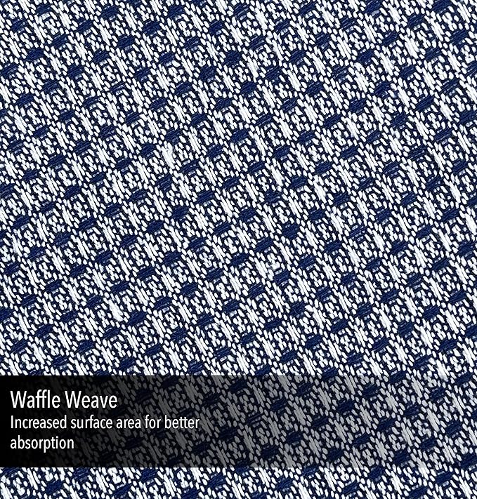 Chardin home Ecofriendly Upcycled Cotton Waffle Kitchen Towels Set, Navy Blue & White | 18x28 Inch Large Dish Cloths Set of 6 |Super Absorbent Reusable Ultra Soft Hand and countertop Tea Towels