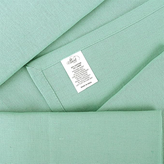NATURALCRAFT Cloth Napkins Set of 12 Cotton Linen18x18 in Washable Napkins Cloth - Soft Durable Easter - Ideal for Hotel Farmhouse Party Wedding Dinner Spring Everyday Use (Aqua Green)