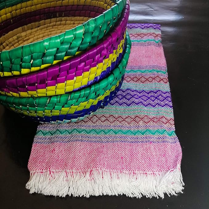 Jacq & Jürgen – Set of 6 Colorful Cotton Cloth Napkins – 22"x18" – Multicolor Inca Pattern – Dinner Table Linens or Tortilla Warmer Cloths