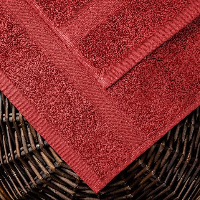 Superior Egyptian Cotton Pile 10 Piece Towel Set, Includes 2 Bath, 4 Hand, 4 Face Towels/ Washcloths, Ultra Soft Luxury Towels, Thick Plush Essentials, Guest Bath, Spa, Hotel Bathroom, Red