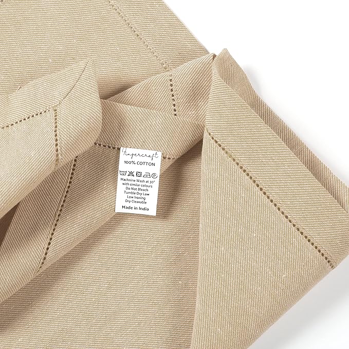 Fingercraft Cloth Napkins, Dual Color Hemstitched Design Dinner Napkins, Everyday Use,Premium Quality Cotton Napkins Perfect for Parties Dinners Weddings Christmas Set of 12, 20 inch Ivory White