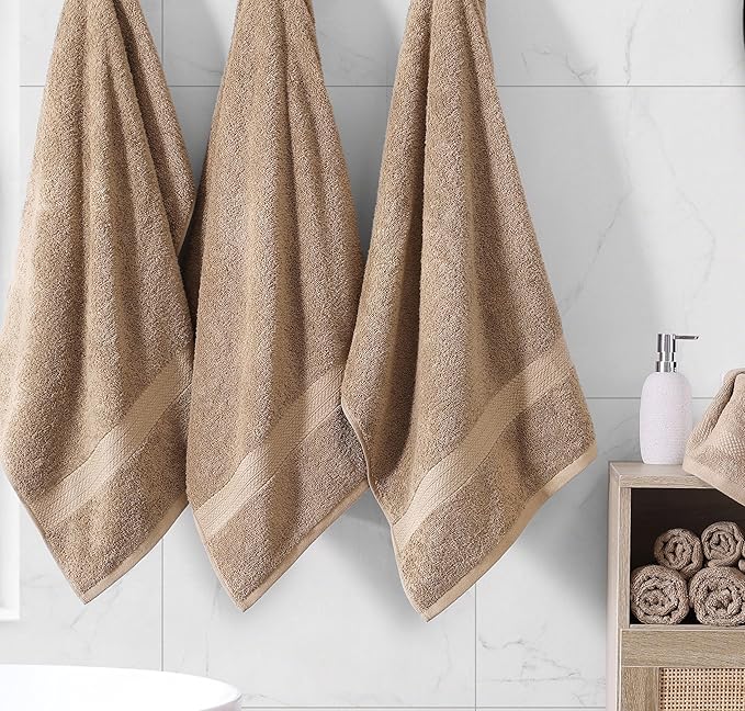 LANE LINEN 100% Cotton Towels Set - 6 Piece value pack - Soft, Absorbent & Durable - 2 Bath, 2 Washcloths, 2 Hand Towels for Bathroom - Ideal for Home, Spa & Gym - Quality You Can Trust - Taupe