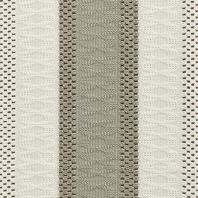 ZeeMart Macrame Style Bicolor Stitching Table Runner, 14 x 108 Inch Dark Sage/Ivory, Boho Grey Sage Table Runners 108 Inches Long, Farmhouse Woven Home Decor