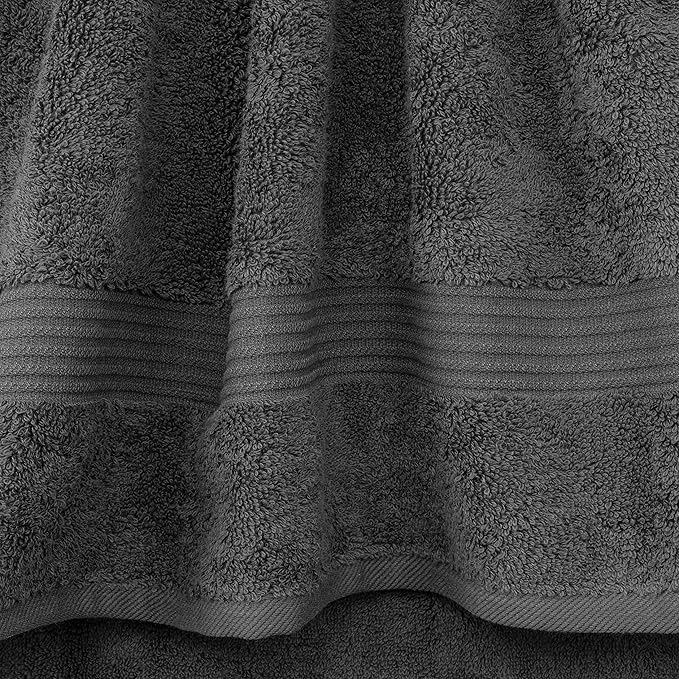 Cotton Paradise 100% Cotton Turkish Washcloth Set for Bathroom, 4 Piece Soft Absorbent Small Towels Wash Rags, Dark Gray