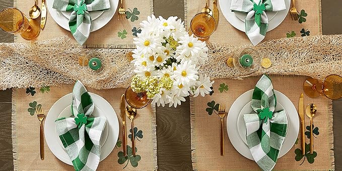DII Buffalo Check Collection, Classic Farmhouse Cloth Napkin Set, 20x20, Green & White, 6 Piece