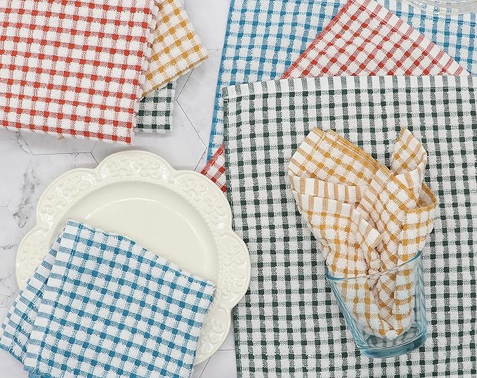 Cotton Cleaning Rags Terry Dish Cloths for Washing Dishes, Set of 8 Dish Rags for Cleaning, Light and Soft Dish Towels for Kitchen Drying Dishes, 11.8 Inch x 11.8 Inch (Mix Color)