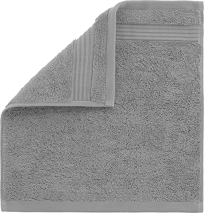 Cotton Paradise 100% Cotton Turkish Washcloth Set for Bathroom, 4 Piece Soft Absorbent Small Towels Wash Rags, Light Gray