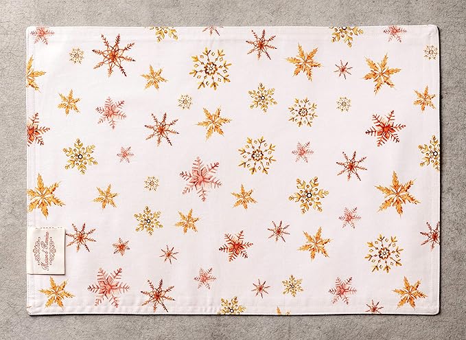 Maison d' Hermine Placemats Set of 4 100% Cotton Washable Cloth Place Mats, Reusable Table Mats for Thanksgiving Christmas Decorations Kitchen Dining Party Wedding Restaurant (Crystal Star, 13" x 19")