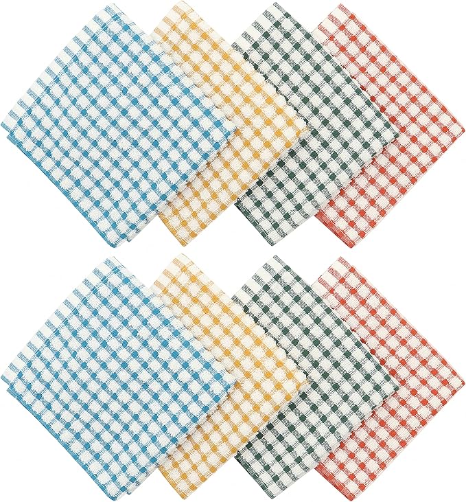 Cotton Cleaning Rags Terry Dish Cloths for Washing Dishes, Set of 8 Dish Rags for Cleaning, Light and Soft Dish Towels for Kitchen Drying Dishes, 11.8 Inch x 11.8 Inch (Mix Color)