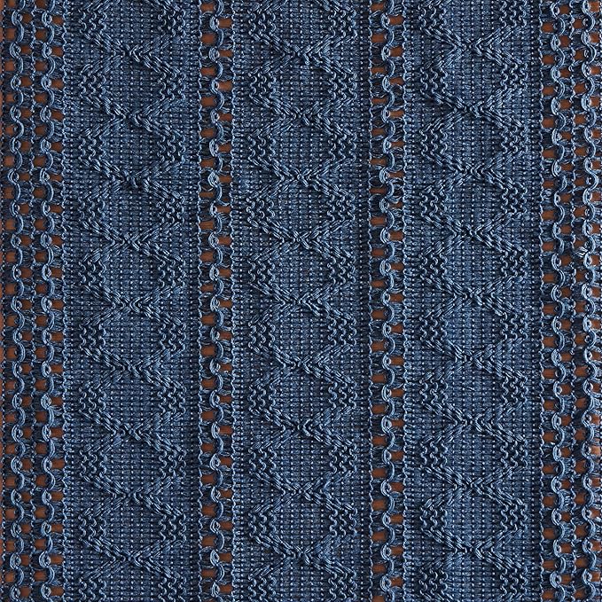 ZeeMart Macrame Style Boho Table Runner, Blue Table Runners 90 Inches Long, Farmhouse Woven Home Decor, 12x90 Inch, Dusty Blue