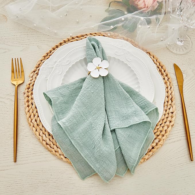 Dinner Cloth Napkins 10 Pack,Green Cloth Napkin,Gauze Napkins 100% Natural Cotton,Washable Gauze Napkins Great for Weddings Decorative,Parties,Everyday Use,40 * 40cm (16 * 16inches),Light Green