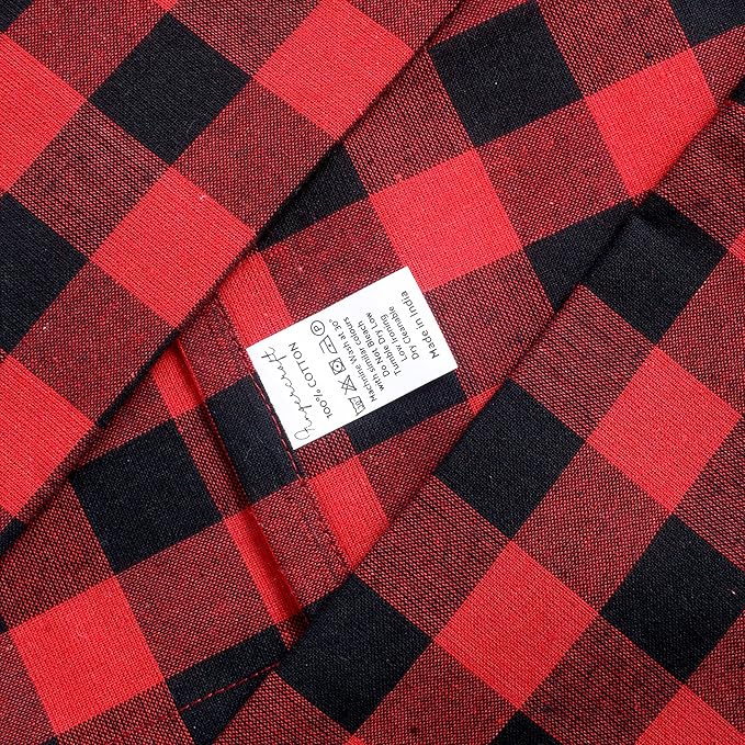 FINGERCRAFT Cloth Napkins, Everyday Use, Premium Quality, Cotton Buffalo Plaid, Set of 12, 20X20 Inch Oversized Napkins Cloth Mitered Corners, Soft, Durable Hotel Quality Red Black Checkered