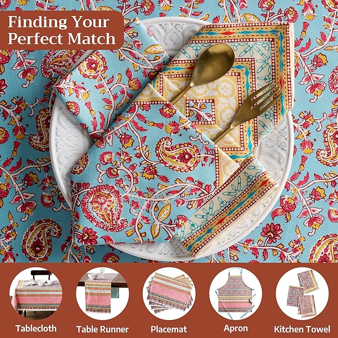 Maison d' Hermine Napkin 100% Combed Cotton Premium Cloth Napkin Decorative Washable Napkins Set of 4 for Home, Kitchen, Dining, Cocktail Parties & Camping - Lauris (20”X20”)
