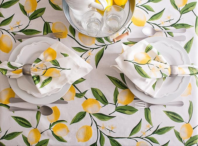 DII Lemon Bliss Tabletop Collection, Tablecloth, 52x52